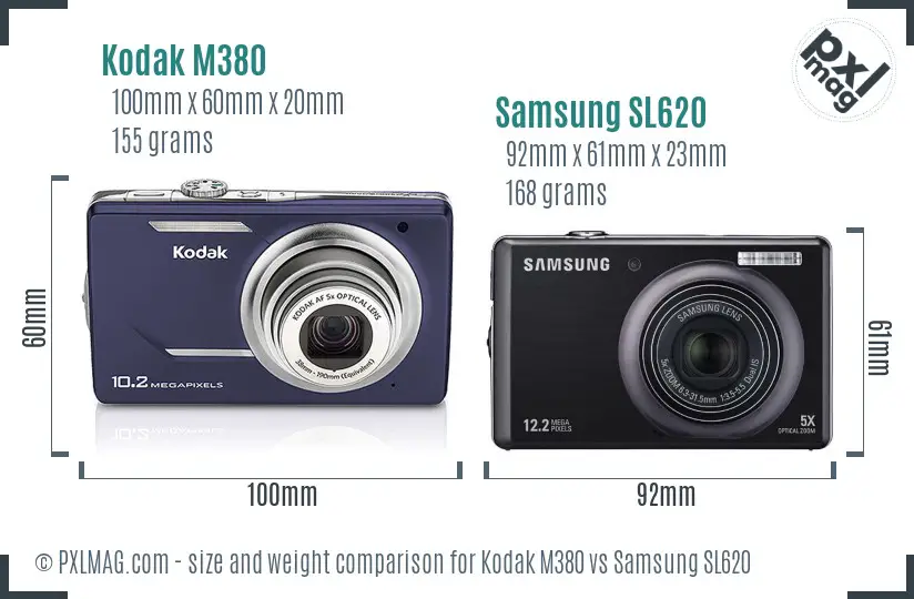 Kodak M380 vs Samsung SL620 size comparison