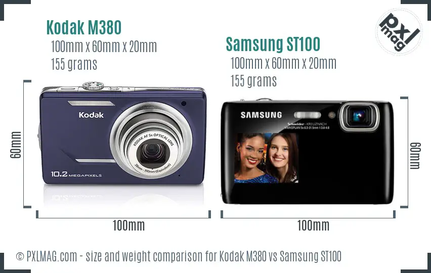 Kodak M380 vs Samsung ST100 size comparison