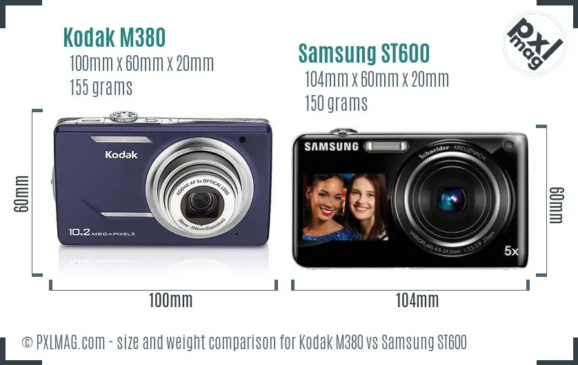 Kodak M380 vs Samsung ST600 size comparison