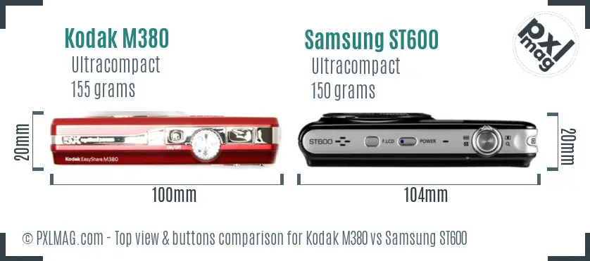 Kodak M380 vs Samsung ST600 top view buttons comparison