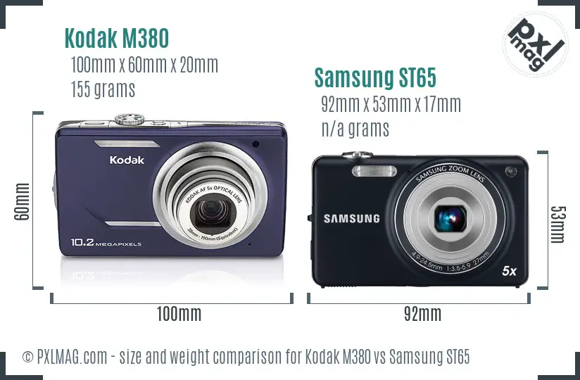Kodak M380 vs Samsung ST65 size comparison