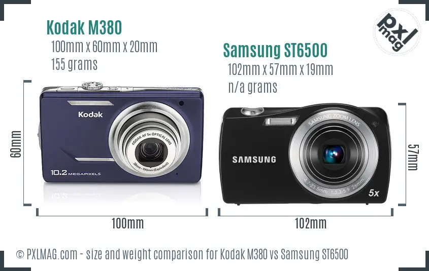 Kodak M380 vs Samsung ST6500 size comparison