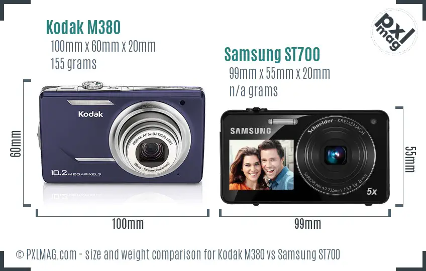 Kodak M380 vs Samsung ST700 size comparison