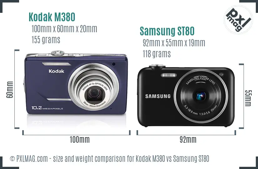 Kodak M380 vs Samsung ST80 size comparison