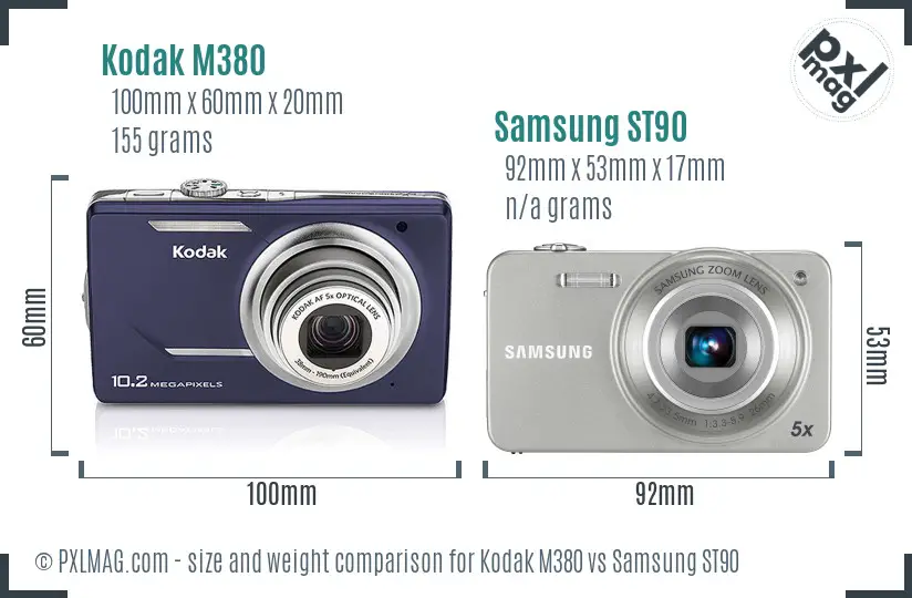 Kodak M380 vs Samsung ST90 size comparison