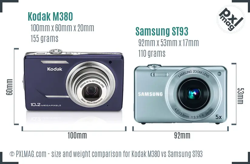 Kodak M380 vs Samsung ST93 size comparison
