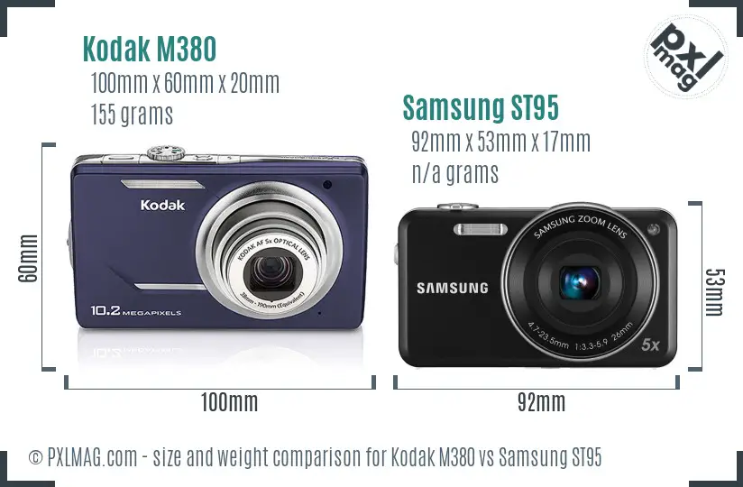 Kodak M380 vs Samsung ST95 size comparison