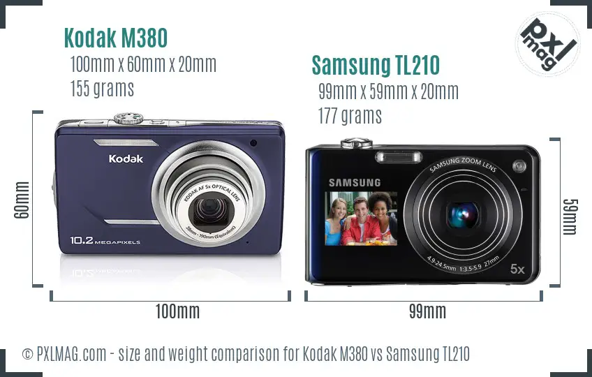 Kodak M380 vs Samsung TL210 size comparison