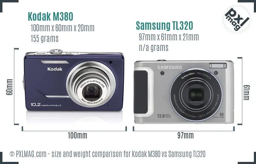 Kodak M380 vs Samsung TL320 size comparison