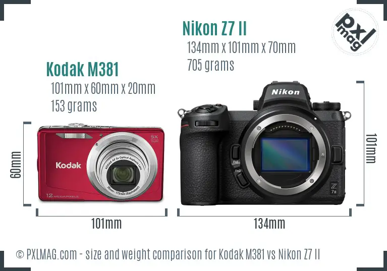 Kodak M381 vs Nikon Z7 II size comparison