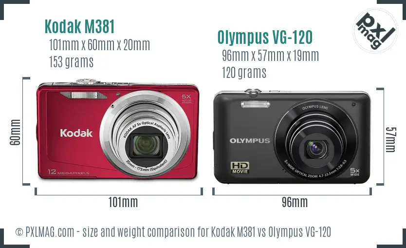 Kodak M381 vs Olympus VG-120 size comparison