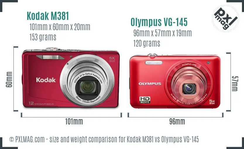 Kodak M381 vs Olympus VG-145 size comparison