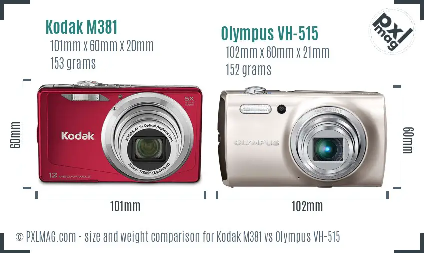 Kodak M381 vs Olympus VH-515 size comparison