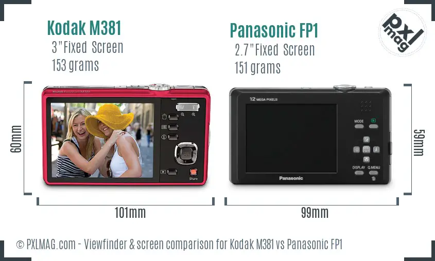 Kodak M381 vs Panasonic FP1 Screen and Viewfinder comparison