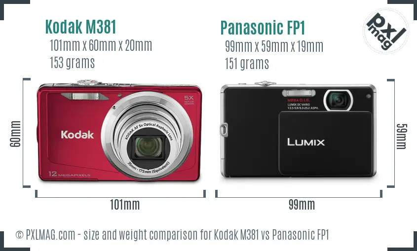 Kodak M381 vs Panasonic FP1 size comparison