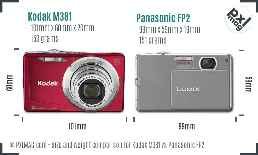 Kodak M381 vs Panasonic FP2 size comparison