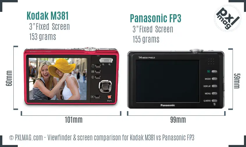 Kodak M381 vs Panasonic FP3 Screen and Viewfinder comparison