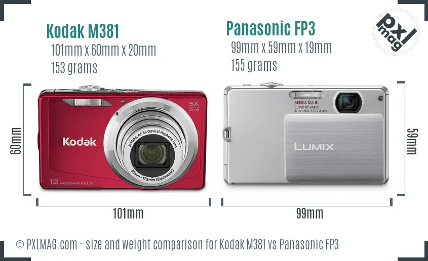 Kodak M381 vs Panasonic FP3 size comparison