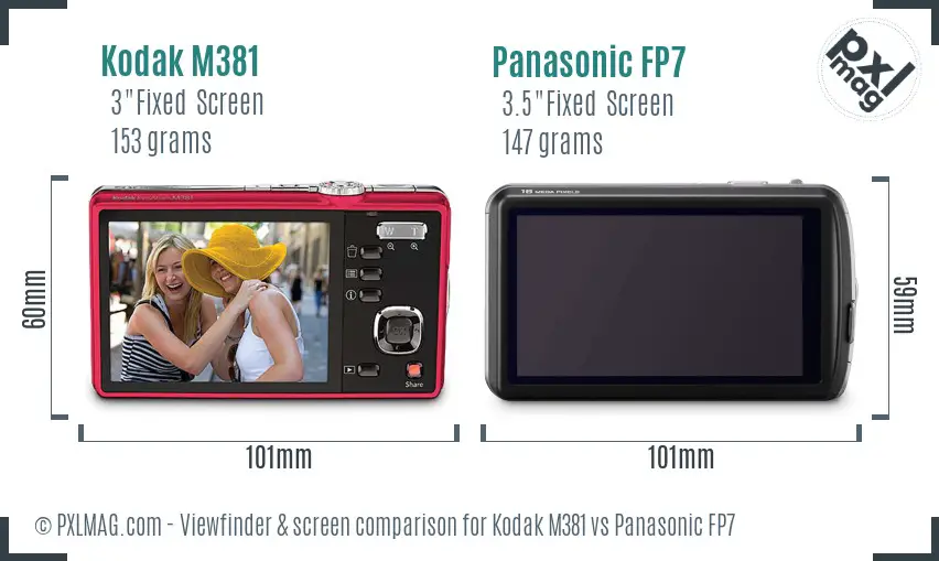 Kodak M381 vs Panasonic FP7 Screen and Viewfinder comparison