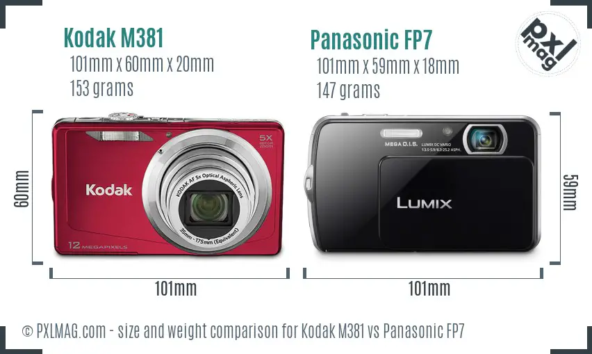 Kodak M381 vs Panasonic FP7 size comparison