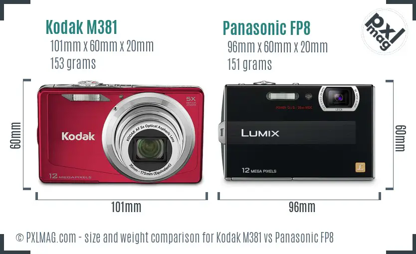 Kodak M381 vs Panasonic FP8 size comparison