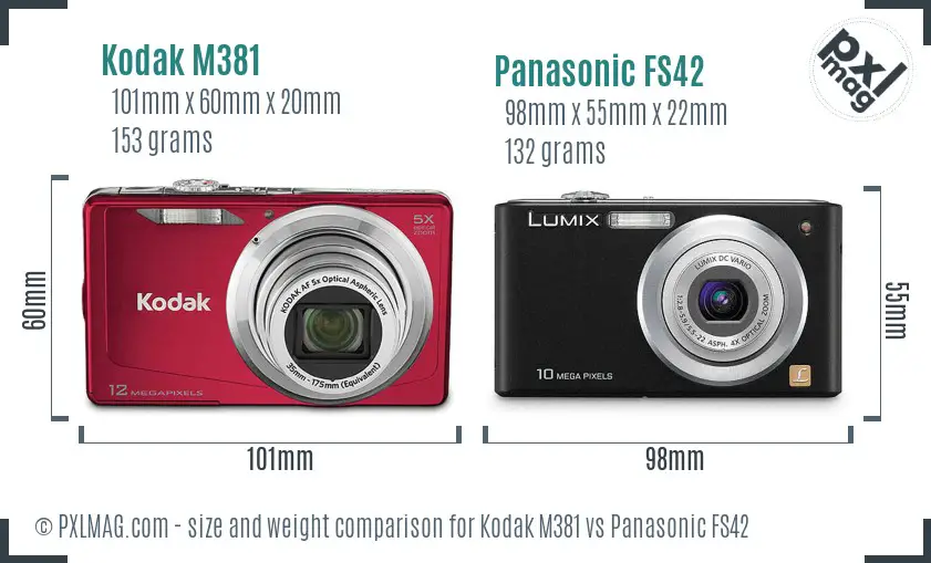 Kodak M381 vs Panasonic FS42 size comparison