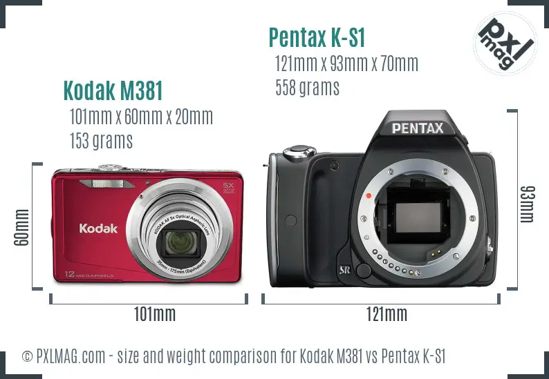 Kodak M381 vs Pentax K-S1 size comparison