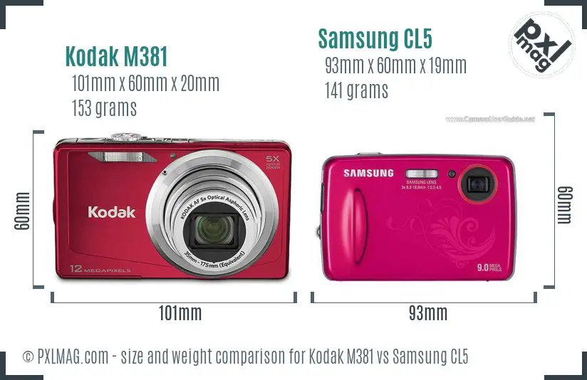 Kodak M381 vs Samsung CL5 size comparison Kodak M381 vs Samsung CL5 size comparison