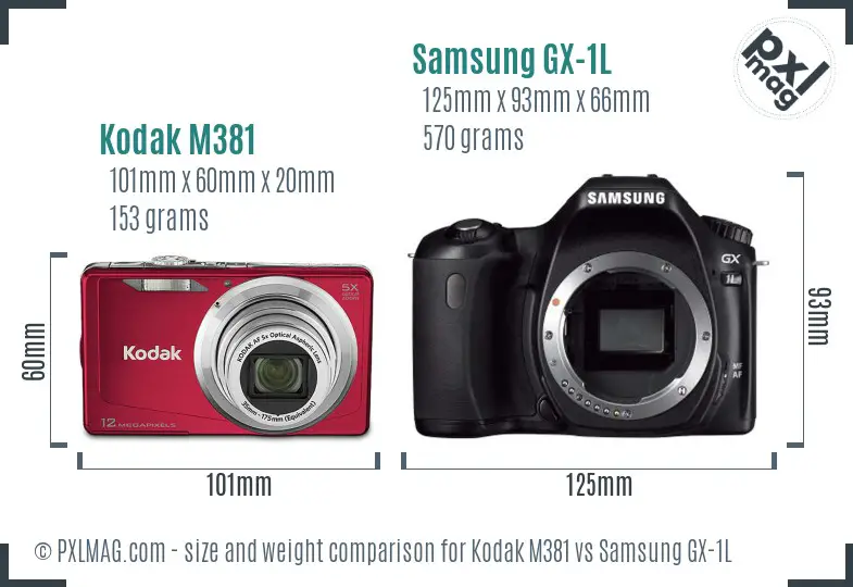 Kodak M381 vs Samsung GX-1L size comparison