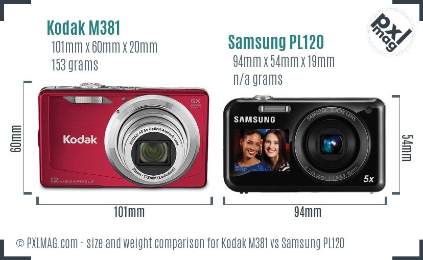 Kodak M381 vs Samsung PL120 size comparison Kodak M381 vs Samsung PL120 size comparison