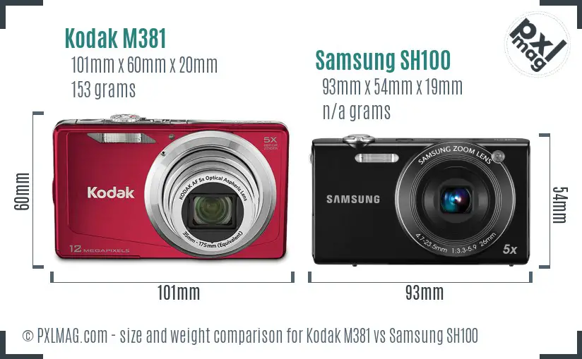 Kodak M381 vs Samsung SH100 size comparison Kodak M381 vs Samsung SH100 size comparison