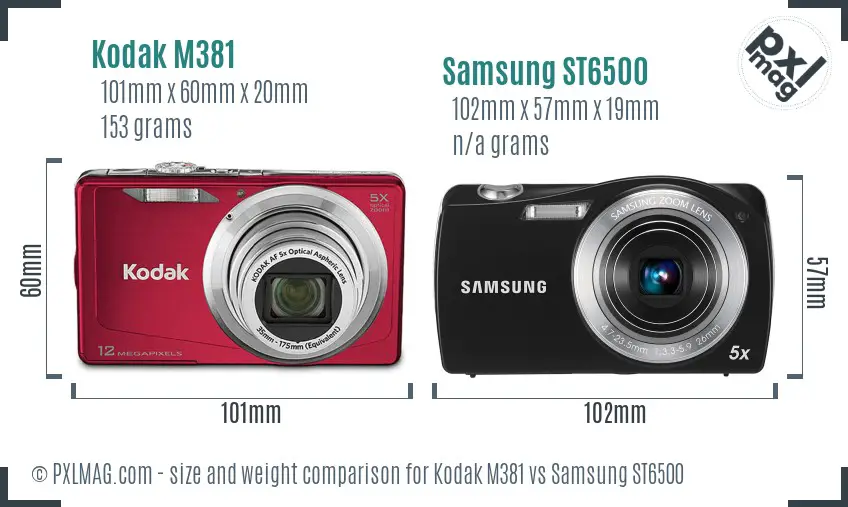 Kodak M381 vs Samsung ST6500 size comparison