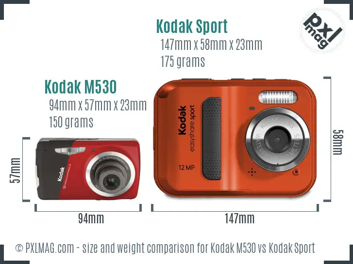 Kodak M530 vs Kodak Sport size comparison