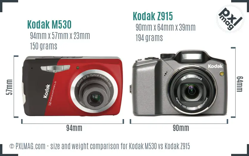 Kodak M530 vs Kodak Z915 size comparison