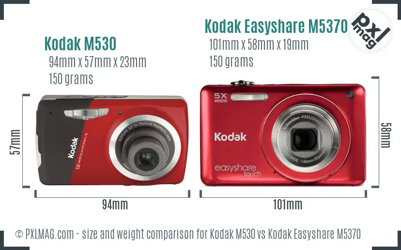 Kodak M530 vs Kodak Easyshare M5370 size comparison
