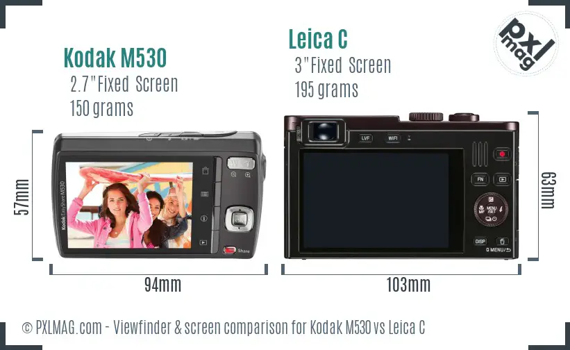 Kodak M530 vs Leica C Screen and Viewfinder comparison