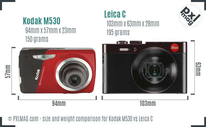 Kodak M530 vs Leica C size comparison