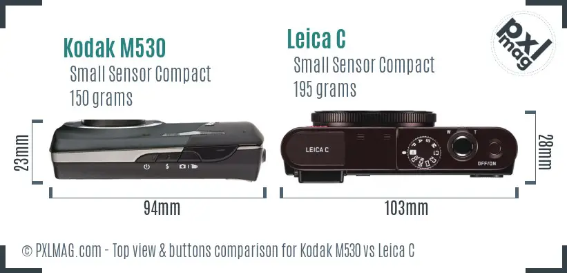 Kodak M530 vs Leica C top view buttons comparison