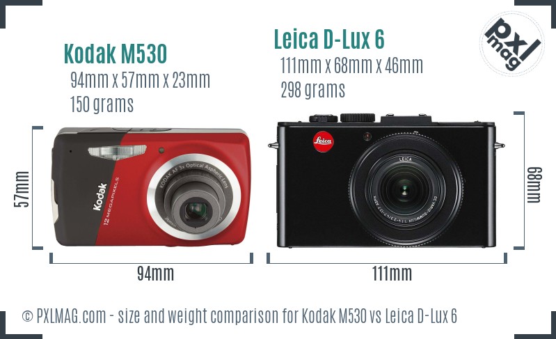 Kodak M530 vs Leica D-Lux 6 size comparison Kodak M530 vs Leica D-Lux 6 size comparison