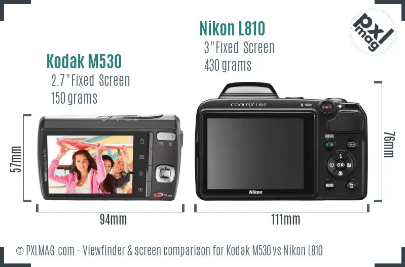 Kodak M530 vs Nikon L810 Screen and Viewfinder comparison Kodak M530 vs Nikon L810 Screen and Viewfinder comparison