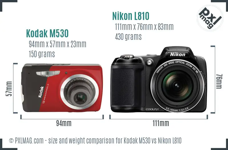 Kodak M530 vs Nikon L810 size comparison Kodak M530 vs Nikon L810 size comparison