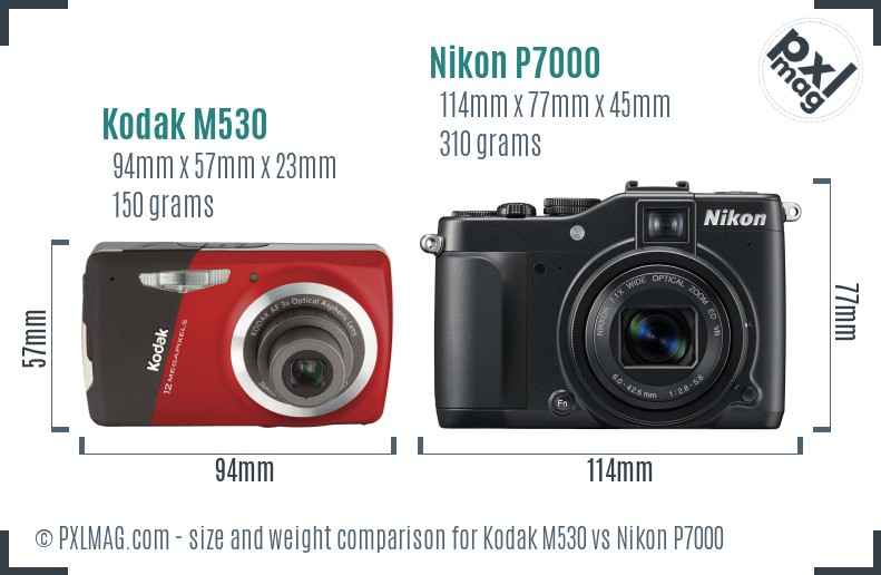 Kodak M530 vs Nikon P7000 size comparison Kodak M530 vs Nikon P7000 size comparison