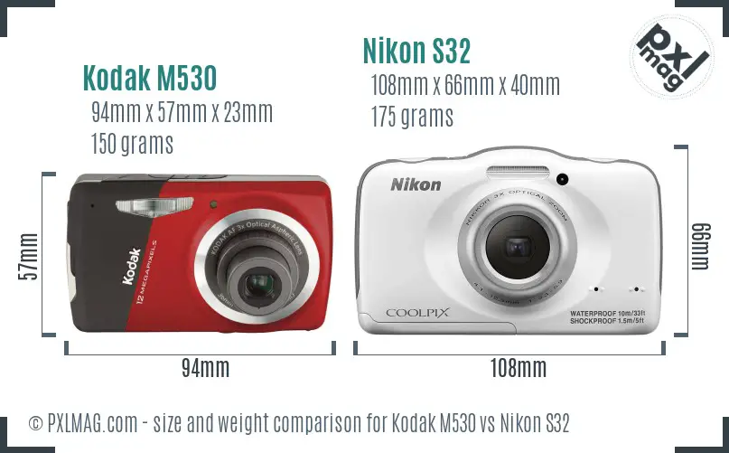 Kodak M530 vs Nikon S32 size comparison Kodak M530 vs Nikon S32 size comparison
