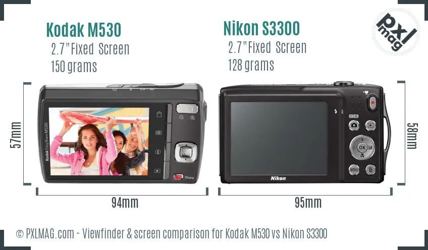 Kodak M530 vs Nikon S3300 Screen and Viewfinder comparison Kodak M530 vs Nikon S3300 Screen and Viewfinder comparison