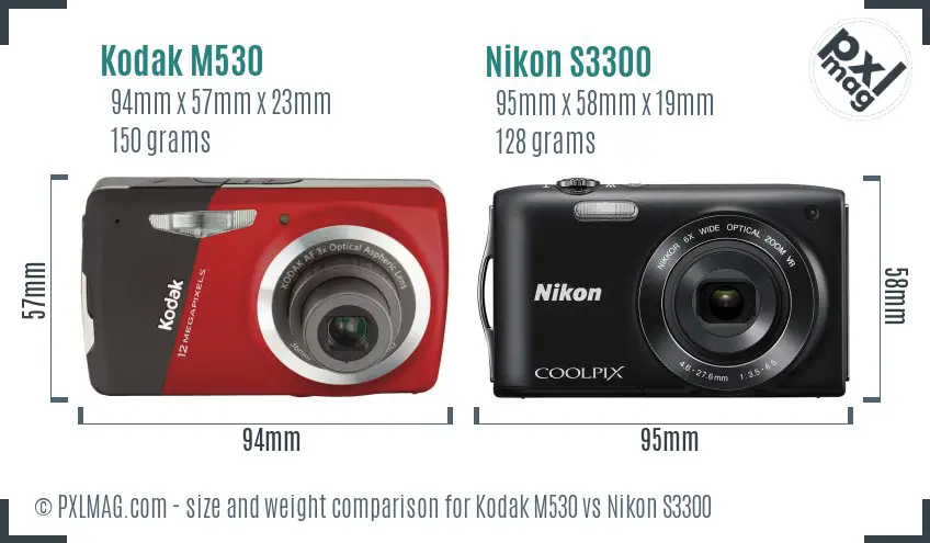 Kodak M530 vs Nikon S3300 size comparison Kodak M530 vs Nikon S3300 size comparison