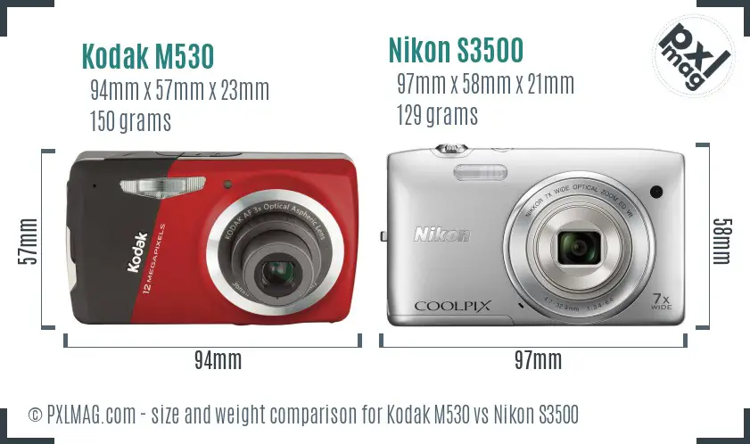 Kodak M530 vs Nikon S3500 size comparison