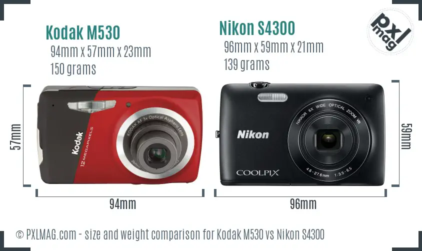 Kodak M530 vs Nikon S4300 size comparison Kodak M530 vs Nikon S4300 size comparison
