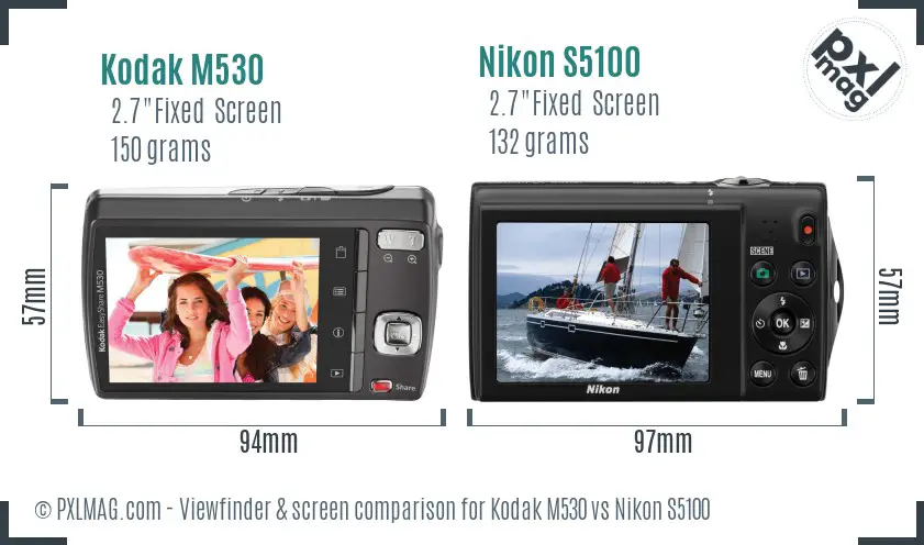 Kodak M530 vs Nikon S5100 Screen and Viewfinder comparison Kodak M530 vs Nikon S5100 Screen and Viewfinder comparison