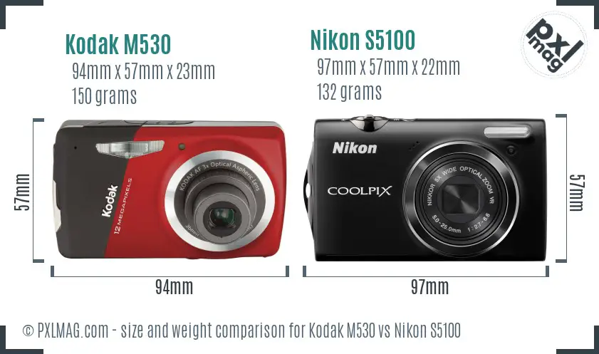 Kodak M530 vs Nikon S5100 size comparison Kodak M530 vs Nikon S5100 size comparison