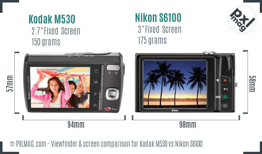Kodak M530 vs Nikon S6100 Screen and Viewfinder comparison Kodak M530 vs Nikon S6100 Screen and Viewfinder comparison